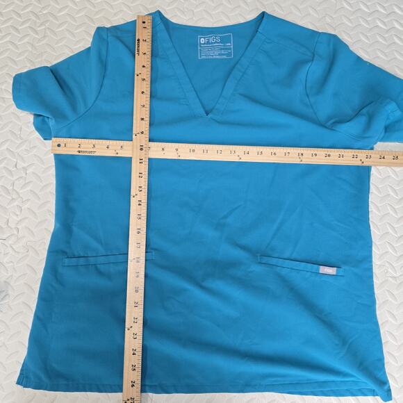 Figs Scrub Top Womens XXL Set Of 2 Casma V-Neck Aqua Blue Medical Dental Comfort - Picture 10 of 10